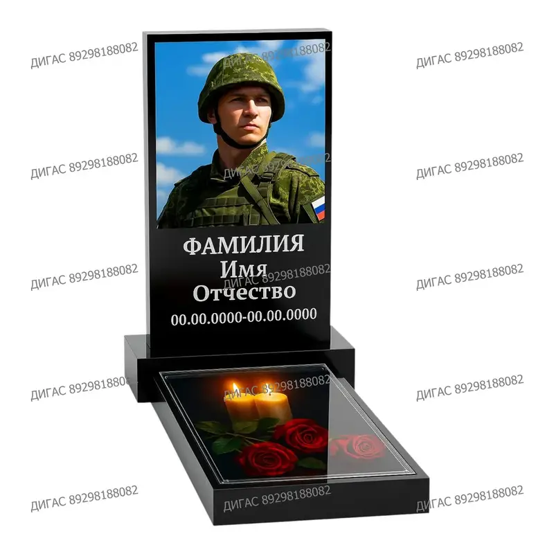 Классический надгробный памятник строгого дизайна с установкой под ключ